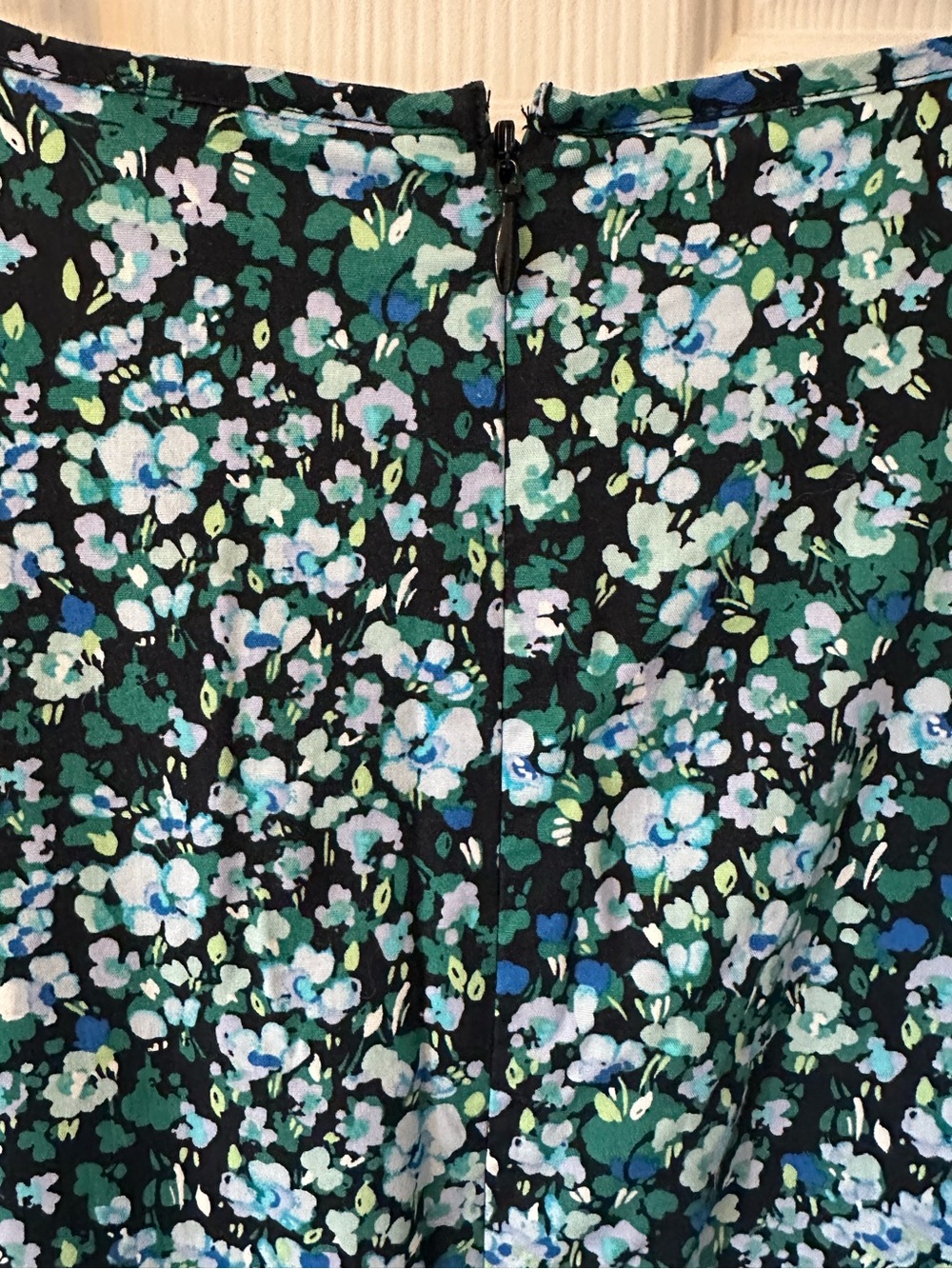 J. Crew Teal and Black Floral Smocked Midi Dress - Picture 5 of 9